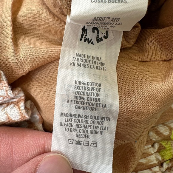 Aerie XS Ruffle Shorts Brown Floral Tiered Lace Trim Boho Beach Festival Casual - Picture 7 of 8